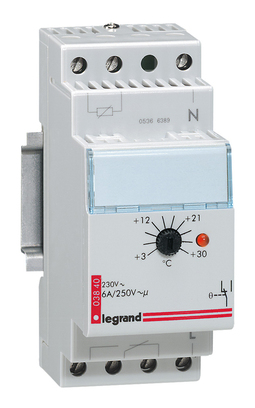 Комнатный термостат для установки в электрошкаф - диапазон регулировки от 3 до 30 (0)C - 2 модуля
